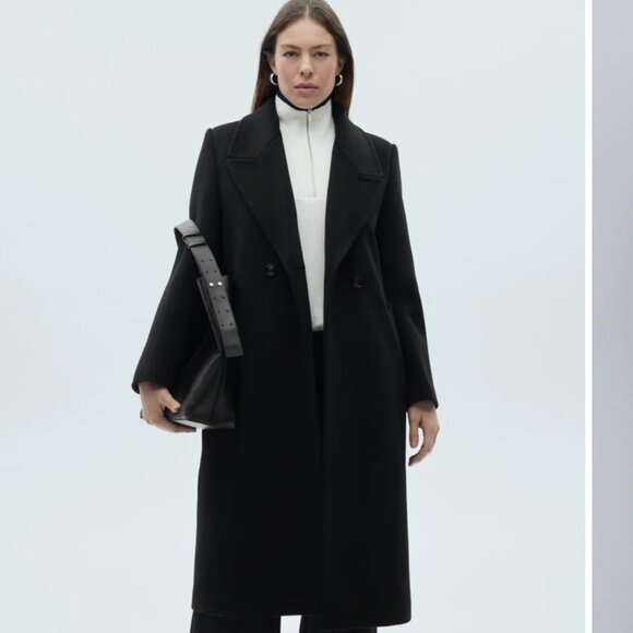 Mango Black Pea Coat - Picture 1 of 8